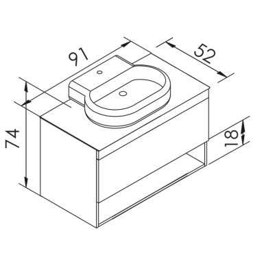 IMPRESE Тумба с умывальником подвесная BLACK EDGE (f32119W)